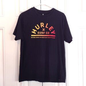 Hurley Graphic Tee Shirt - Men's Medium - Black w/ Orange Hue Print - Like New